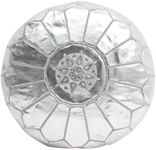 Silver Moroccan Ottoman Pouf