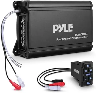 Pyle 4 Channel Waterproof Rated Marine Amplifier, 600 WATT Max Pro Audio Powersports Amp System Kit, Wireless BT Streaming Marine Grade Component Audio, AUX/RCA Input, BT Control Unit