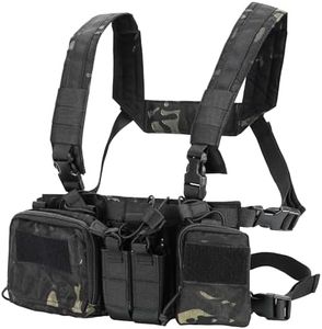 SIVIGEAR Adjustable Tactical Chest Rig with Detachable GP Pouch, 9mm/5.56 Mag Pouch, H-Harness - Durable, Comfortable