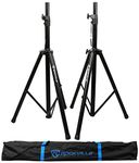 Rockville Pair of Tripod DJ PA Speaker Stands + Carrying Case Black, (RVSS2)