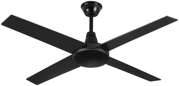 Krear 52" Ceiling Fan with Remote Control, Wood Ceiling Fans with 4 Blades, 6 Speed DC Motor, Indoor Outdoor Ceiling Fan for Patio, Bedroom, Living Room, Office, Black