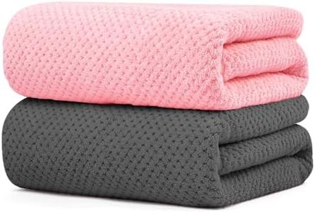 YURIRIA Bath Towels 2 Pack High Water Absorbent Bathroom Towel Set Soft Towels for Bathrooms, Beach, Swimming Pool, Gym, and Spa (Pink+Dark Grey)