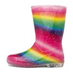 shoezone - Kids Multi Rainbow Glitter Welly - Size 12 Child UK - Multicolour