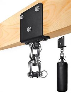 ChayWillow Heavy Duty Punching Bag Ceiling Beam Mount Bracket | 360° Swivel Shackle, Complete Hardware Kit, L-Shaped Steel Bracket, Matte Black Finish, Multi-Use Hanger