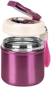 Thermo for Hot Food Kids - 15.8 Oz, Insulated Food Container for Lunch, Stainless Steel Vacuum Insulated Food Jar with Folding Spoon, Wide Mouth, Leak Proof, Rose