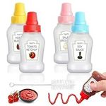 Mini Ketchup Bottle, 4 Pcs Mini Condiment Squeeze Bottles, Portable Ketchup Squeeze Bottles for Lunch Box, Honey, Ketchup, Sauce, Salad (25ml)