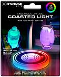 Xtreme Multi-Color LED Coaster Light, Cup Holder Light, Color-Changing, Universal Car Compatibility, Automatic Night Switch, Smart Sensor, Micro-USB Cable for Recharging, 15 Day Charge
