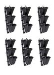 SellPlus Modern Vertical Wall Garden with Hanging 12 Pots - Indoor or Outdoor Gardening Grow Flowers,Vegetables & Herbs - 6 x 18 inch Frame (5 x 5 x 3.5 inch Pot Size), Black - Pack of 4