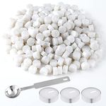 TUPARKA 300 Pcs White Sealing Wax Beads for Wax Seal Stamp,Wax Sealing Kit with 3 Candles,1 Spoon,Perfect for Embellishment of Cards Envelopes, Wedding Invitations, Wine Packages, Gift Wrapping