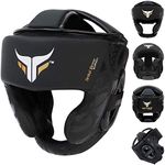 Mytra Fusion Boxing Head Guard Kickboxing Training Muay Thai Head Protector (Black, L/XL)