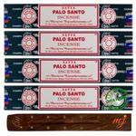 Original Satya Nag Champa Palo Santo Incense Sticks | with M&J incense sticks holder | x4 pack | for Aromatherapy, Spa, Yoga, Weddings, Meditation, Healing, Positivity and Relaxation