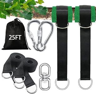 igolfluck Tree Swing Straps Hanging Kit 3FT/8FT/15FT/20FT/25FT, Extra Long Tree Swing Straps Holds 5500 lbs with Lock Carabiners & Tree Protectors, Safer for All Swing & Hammock (25FT)