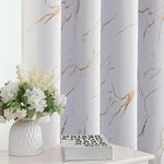 Smarcute 100% Blackout Curtains Marble Designs Printed Drapes Thermal Curtains for Bedroom with Black Liner Sound Proof Curtains 2 Panels Set，Each W132cm x D213cm, Gold