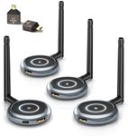 AIMIBO Wireless HDMI Transmitter and 3 Receivers, 165FT(50M) Plug & Play HDMI Wireless Multiple TVs Extender with App Mirror, 5.8G @60Hz for Streaming from Laptop, Camera, TV Box, Neflix to Displays