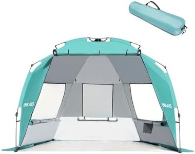 Golabs BT1 Pop up Beach Tent Sun Shelter for 3-Person, 1-Minute Setup by Pre-Attached Pole & UPF 50+, Beach Shade with Detachable Floor Mat, Mesh for Clear View & Airflow, only 7 lbs & Pocket and Hook