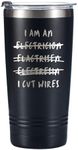 Onebttl Electrician Gifts Tumbler Travel Coffee Mug, for Dad, Husband, Father's Day, Birthday, Stainless Steel Insulated 20oz/590ml - I Cut Wires