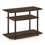 Furinno Turn-N-Tube No Tools 3-Tier Entertainment Center TV Stand for TV up to 32 Inch, Plastic Round Tubes, Columbia Walnut/Black