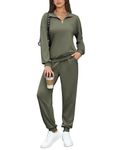 ELESOL Women's 2024 Fall Two Piece Outfit Tracksuit Quarter 1/4 Zip Sweatsuits Track Suits Set Casual Jogger Set