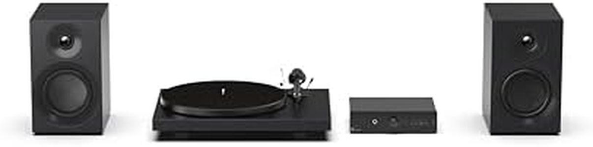 Pro-Ject Colourful Audio System E, True Analog HiFi Stereo System, All-In-One Hi-Fi Set including Debut E Turntable, Stereo Box E Integrated Amplifier, and Speaker Box 5E Carbon (Satin Black)