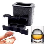 Karp Crystal Clear Ice Ball Maker - 2.35 Inch Large Round Clear Ice Ball Spheres Mold For Cocktail, Whiskey & Bourbon Drinks, Gifts For Men - Silicone, Black