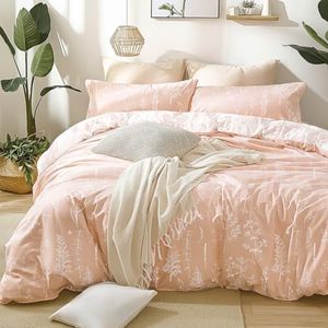 Love's cabin Twin Comforter Set Dorm Bedding - Dusty Rose, 2 Pieces Cute Floral Bedding Comforter Set for Women, Soft Reversible Botanical Flowers Comforter, Includes 1 Comforter & 1 Pillow Sham