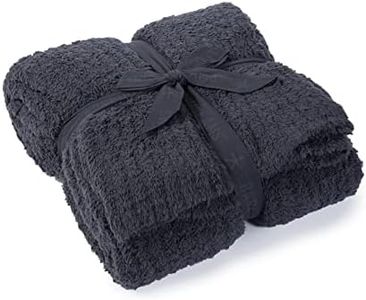 Barefoot Dreams CozyChic Ribbed Throw Blanket (Almond) (Slate Blue)