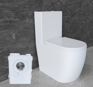 WinZo WZ5311-P Dual Flush Macerating Toilet System with Macerator Pump for Basement Sewerage Waste Macerator,White