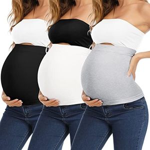 Set of 3 Belly Band for Pregnancy Belt Belly Belt Pregnancy Belly Support Band Belly Bands Maternity Belt Pregnancy Support Black White Grey 1