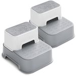 Two Step Stool for Kids(2 Packs), Anti-Slip Sturdy Toddler Two Step Stool for Bathroom, Kitchen and Toilet Potty Training (Gray)