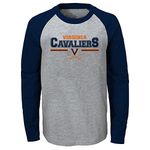 NCAA by Outerstuff NCAA Virginia Cavaliers Kids & Youth Boys Field Line Long Sleeve Raglan Tee, Heather Grey, Kids Small(4)