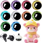 UPINS 120Pieces 18 mm 3D Glitter Plastic Safety Eyes with Washers for Amigurumi Animal Moon Eyes Plastic Craft Doll Crochet Eyes for DIY of Puppet Bear Making Supplies (10 Colors)