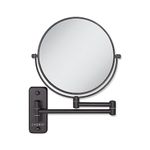 Zadro Wall Mounted Makeup Mirror with Magnification Folding Extendable Arm Vanity Mirrors for Wall Shower Shaving Mirror (7" Dia. Mirror, 8" Dia. Head, 8X/1X, Oil-Rubber Bronze)