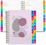 Hoci Poci Small Password Book with Colorful Alphabetical Tabs, Spiral Password Keeper Books for Internet Website Address Log in - “6×4” Password Books for Seniors, Students and Business-Lilac