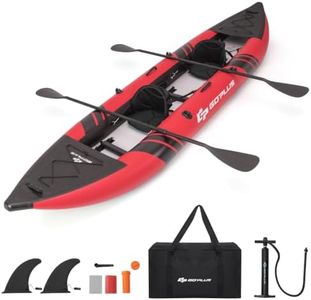 Goplus Inflatable Kayak, 2-Person Kayak Set for Adults with 507 LBS Weight Capacity, 2 Aluminium Oars, EVA Padded Seat, 2 Fins, Hand Pump, Carry Bag, Repair Kit, Portable Touring Kayaks (Red)