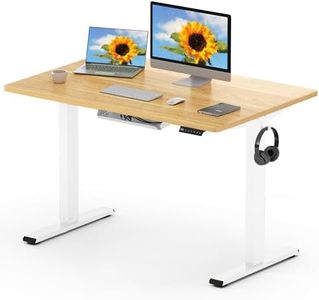 FLEXISPOT ONE PIECE Electric Standing Desk Height Adjustable Desk Sit Stand Desk with 4 Memory Smart Pannel and Backpack Hook for Home Office, 120 x 60cm Maple
