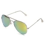 ROZIOR Kid's Aviator Sunglasses With UV Protection Non Polarization Golden Mirror Lens With Silver Frame, RWUK0909M3 Casual, Small