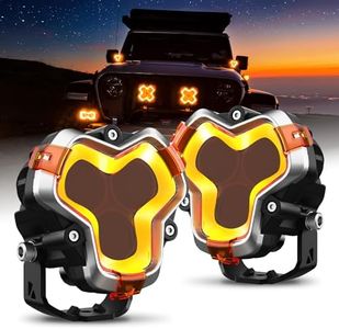 NOVSIGHT Halo Series 3 Inch LED Pod Lights, with Amber/White DRL 96W Super Bright, LED Offroad Light Spot Beam, IP68 LED Spot Lights with Covers and Wiring Harness for Truck Jeep Pickup Ford Ram ATV