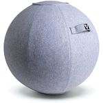 Sitting Ball Chair for Office and Home, Pilates Exercise Yoga Ball with Cover for Balance, Stability and Fitness, Ergonomic Posture Exercise Ball Seat with Handle and Pump (Snow, 24 in)