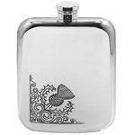 English Pewter Company 6oz Scottish Thistle Pewter Hip Flask. Personalised with Free Engraving [TSF603]