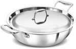 Hawkins Pro 5 Litre Deep-Fry Pan, Triply Stainless Steel Kadhai with Stainless Steel Handles and Stainless Steel Lid, Silver (PSK50S)