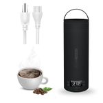 Travel Kettle Portable Electric Tea Coffee Kettle for Hotel,500ml Personal Hot Water Boiler 304 Stainless Steel, Leak-proof, with Cup Brush (Black)