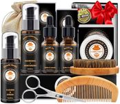 Upgraded Beard Grooming Kit w/Beard Conditioner,Beard Oil,Beard Balm,Beard Brush,Beard Shampoo/Wash,Beard Comb,Beard Scissors,Storage Bag,Beard E-Book,Beard Care Gifts for Men Him