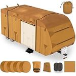 Lanceton 24-27ft Travel Trailer Camper RV Cover Package Premium Heavy-Duty Waterproof Anti-UV Breathable Fabric Including Jack Cover 4 Tire Covers and 2 Secure Straps