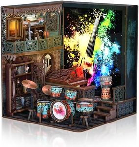 Foyucool DIY Book Nook Kit, Miniature Bookshelf Decor with LED Lights, Laser-Cut Wooden Craft Set for Adults, Creative Gift for Christmas, Birthday, Music House