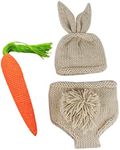 Newborn Baby Boys Girls Easter Outfits Photography Prop Birthday Handmade Crochet Knit Carrot Rabbit Beanie Pants Hat, Shorts+hat+carrot