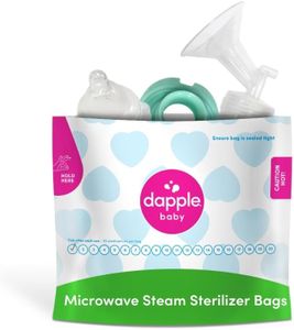 Dapple Baby Microwave Sterilizer Bags, Reusable for Breast Pump Parts & Baby Bottle, 20 Uses Per Bag, Great for Travel & Office, 8 Count (Pack of 1)