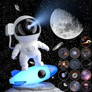 CHICLEW Astronaut Galaxy Projector with 4K 13 Film Discs, Star Projector for Bedroom, Planetarium Projector 360° Adjustable, Starry Night Light Projector for Kids,Milky white