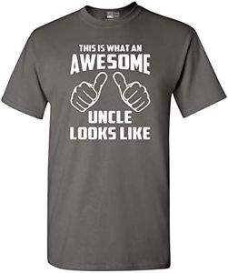 Awesome Uncle Looks Like Adult Funny T-Shirt Tee (Small, Charcoal)