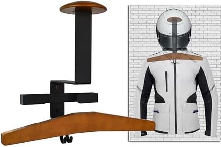 Qktxktzy Helmet Holder Wall Mount, Motorcycle Gear Rack with Gloves holder, Gear Clothes Hanger, 2 Key Hooks for Bike Baseball Football Skiing Helmet