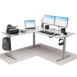 Intellidesk Studio L Shaped Standing Desk Corner Electric Height Adjustable Standing Desk, Sit Stand Computer Workstation with 3-Stage Triple Motor System (White+White, 70(M) * 30 * 70(R) Inches)